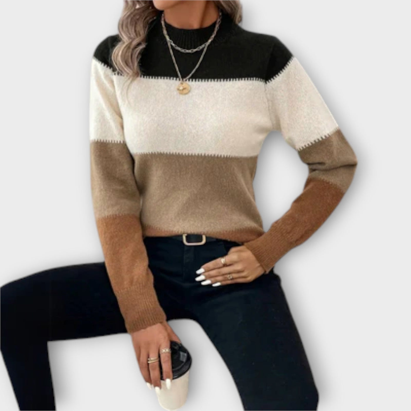 Jasmin | Moderner Pullover mit Farbblock-Design