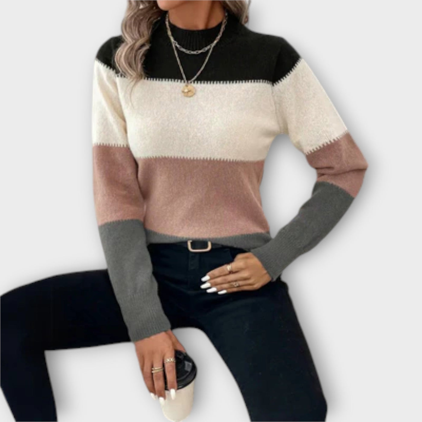 Jasmin | Moderner Pullover mit Farbblock-Design