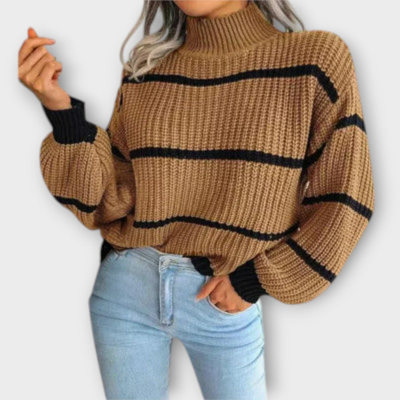 Greta | Gestreifter Rollkragenpullover