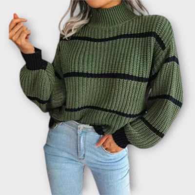 Greta | Gestreifter Rollkragenpullover